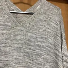 GU グレー系 Vネック 五分袖 ニット Mサイズ