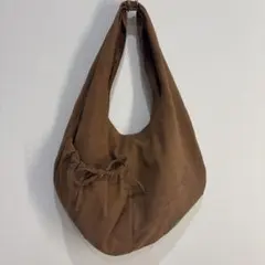 TINA：JOJUN フェイクスエード サークルハンドバッグ ブラウン