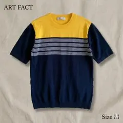ART FACT アートファクト 半袖ニット ボーダー イエロー Mのサムネイル