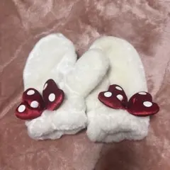 ミニーマウス風フワフワミトン手袋