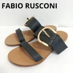 23 美品 ファビオルスコーニ サンダル 黒 ベルト バックル フラット