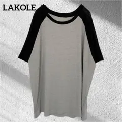 【美品】 LAKOLE ラコレ シアー ラグラン Tシャツ グレー ブラック Fのサムネイル