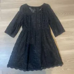 ユニバーバルミューズ　レース ブラック 長袖ワンピース