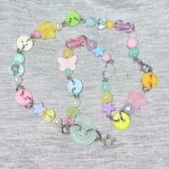 カラフルネックレス ボタン ハンドメイド ウィッシュコア Y2K コケット