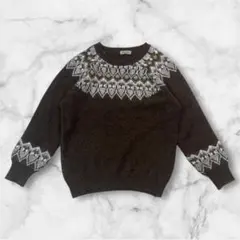 フェアアイル柄 ニット セーター ブラウン 北欧 古着 レトロ ヴィンテージ