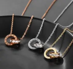 【爆売れ】 サージカルステンレス ゴールドシルバー ジルコニアリング ネックレス