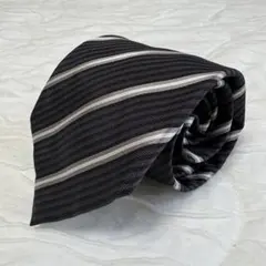 BURBERRY ブラック シルバー ストライプ ネクタイ