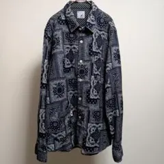 ブルートリック 岡山デニム インディゴ バンダナ柄シャツ シェルボタン
