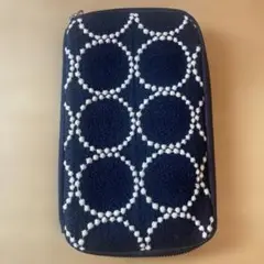 ミナペルホネン ＊ ひきだしポーチ姉 タンバリン navy （ほぼ日手帳）
