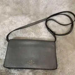 訳あり！コーチ　お財布ショルダー　ショルダーバッグ　シルバー