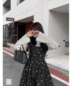 ⭐︎ グレイル GRL 花柄ジャガードフレアワンピース ブラック ⭐︎