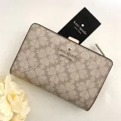 新品　正規品☆kate spade 折り財布　ベージュ　クローバー　二つ折り財布