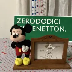 ☆ディズニー　ミッキーマウス　フォトフレーム　木製　レトロ☆