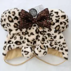 ディズニー　ファンキャップ　ミニー　ブラウン　レオパード