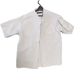 rageblue ライトベージュ 半袖ノーカラーシャツ