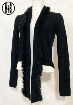 (B-332) ALDRIDGE JEUNE ファー ニット カーディガン M
