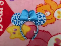 ディズニー　ミニーちゃん　水色　ヒョウ柄　カチューシャ　✨️レア✨️