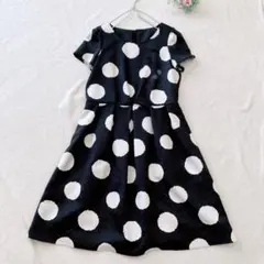 NOUQUE ヌーク フレアギャザーワンピース Aライン ドット 黒 大きめ