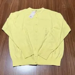 UNIQLO UVカット スーピマコットンクルーネックカーディガン イエロー L