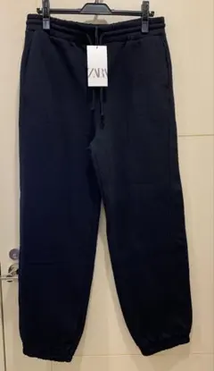 ZARA メンズ　スウェットジョガーパンツ　裏起毛　ブラック　サイズL