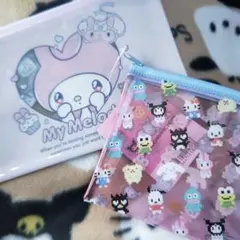 マイメロ・クロミフラットポーチ＆ミニフラットポーチ