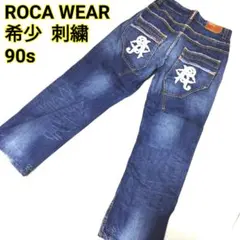希少 レア 90s ロゴ刺繍 ロカウェア ビッグシルエット ジーンズ 34のサムネイル