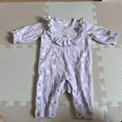 フリル付き花柄ロンパース 70サイズ 薄紫色