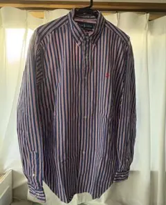 【王道】ラルフローレン クラシックフィット シャツ L ブルー系 刺繍ロゴ