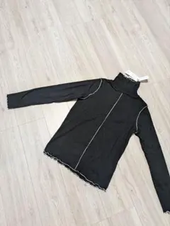 メロウ加工 タートルネック 長袖カットソー ブラック M