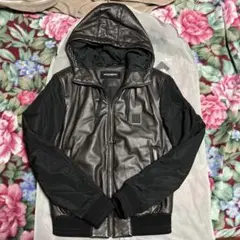 D&G フード付きジャケット 黒/ダークブラウン