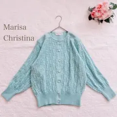 マリサクリスティーナ　カーディガン　ウール100%　透かし編み　春カラー　M