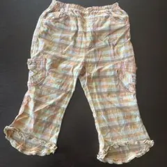子供用オレンジチェックハーフパンツ