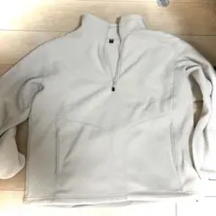 アイボリー　フリースジャケット L ハーフジップ
