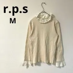 アールピーエス▶リブカットソー M アイボリー 綿混 袖レース フェミニンのサムネイル