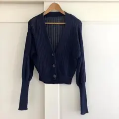 CASA FLINE シアー リブニットカーディガン ネイビー NOBLE 美品のサムネイル