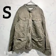 ミリタリージャケット カーキ ブラウン 綺麗め カジュアル 羽織り 【S】