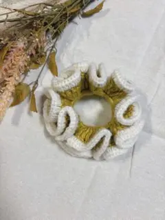 韓国風シュシュ ヘアアクセサリー かぎ編み ハンドメイド