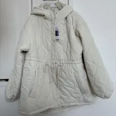 アイボリードロストキルティングコートフード付きM