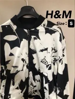 【美品】 H&M リバーシブル ボンバージャケット MA-1 総柄 黒のサムネイル