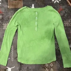 グリーン リブ編み 長袖Tシャツ PSのサムネイル