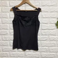 【コムサイズム】（M）レースキャミソール シャツ タンクトップ スクエアネック