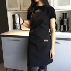 エプロン 大人 おしゃれ かわいい 保育士 黒 無地 h型 男女兼用 ワーク
