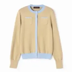 CABaN コットンカシミヤ バイカラークルーネックカーディガン キャバン