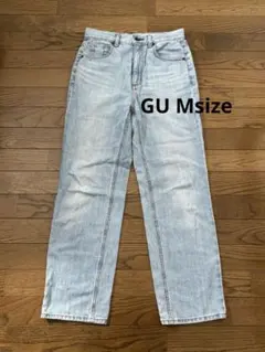 GU ハイウエストストレートジーンズ M 丈標準 ブルー