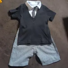 フォーマルセットアップ 90cm 黒白チェック