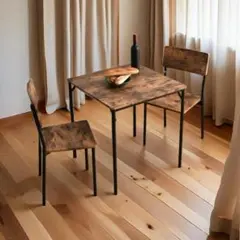 ダイニングセット 二人用 3点セット チェア 2脚組立て簡単 壁掛け BROWN