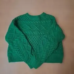 niko and ... グリーン ケーブルニット セーター