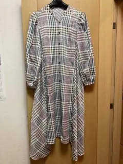 JEANASIS チェック柄長袖シャツワンピース