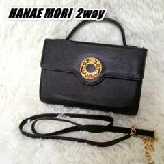 【美品】HANAE MORI ハナエモリ 2way ショルダー ハンドバッグ 黒のサムネイル