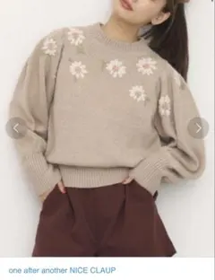 one after another NICE CLAUP 花柄ニットセーター
